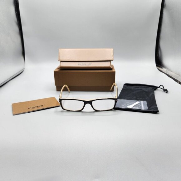 Burberry B2079 Eyeglasses Black Brown Rectangular Full Rim Frame 54-17-140 3199 - Picture 1 of 14